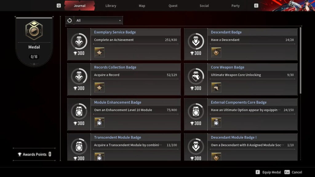 Medal objectives in the First Descendant