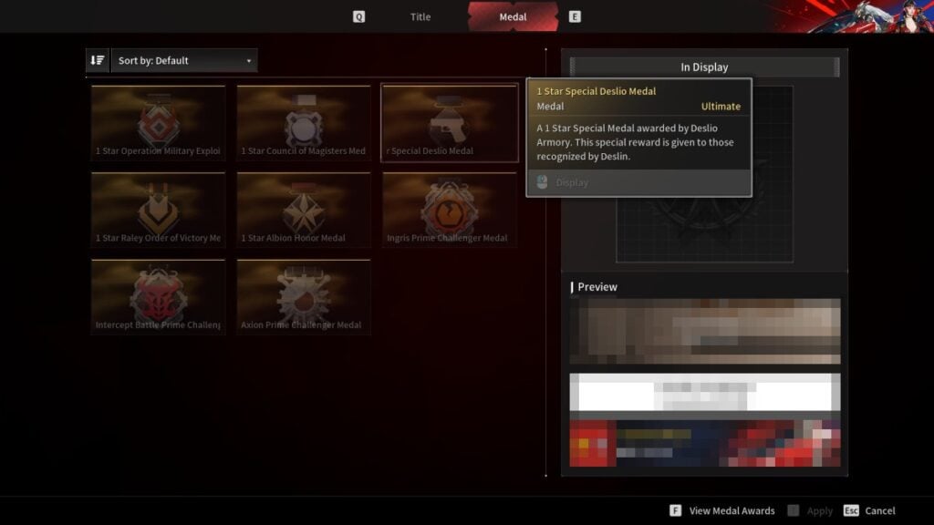 Medal customization in The First Descendant