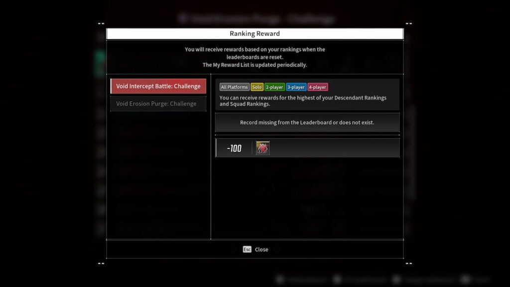 Void Intercept Battle Challenge Medal in The First Descendant