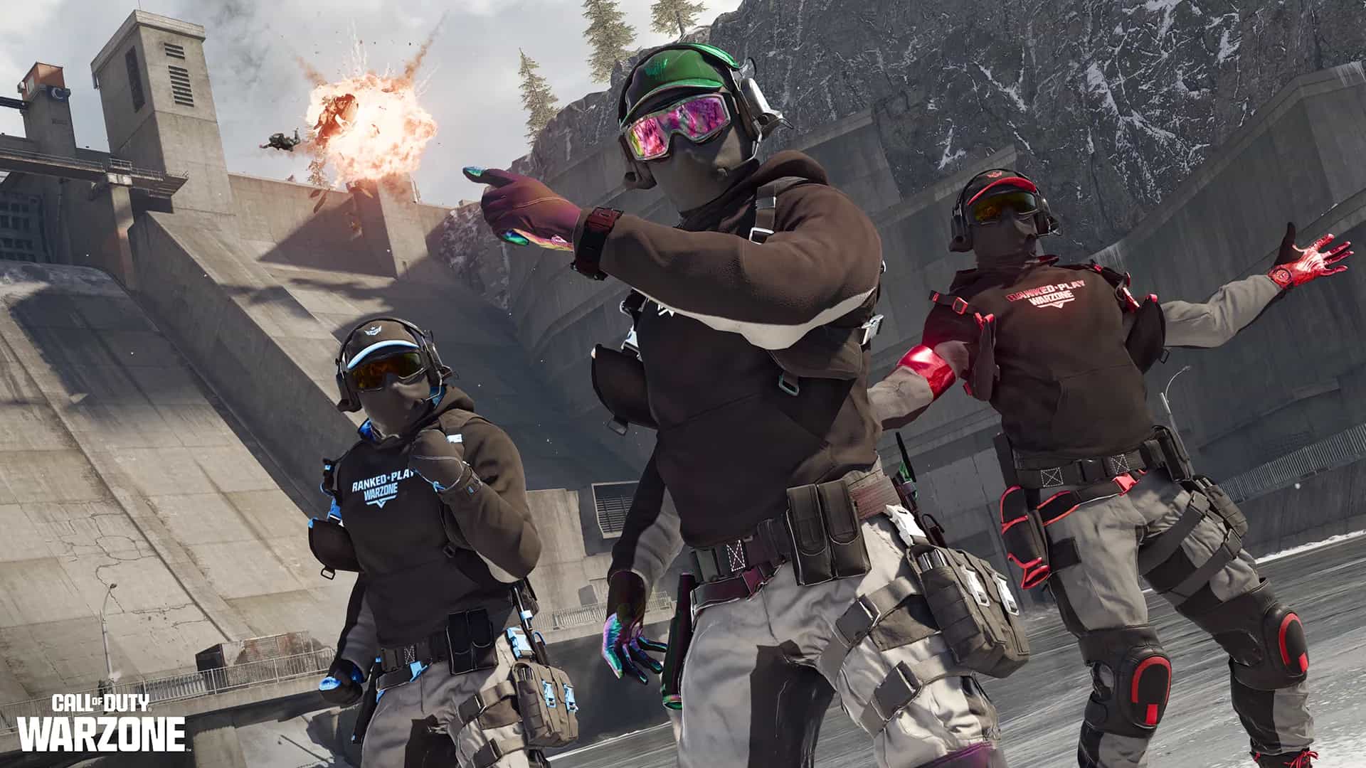 Warzone Ranked Play operators at the Dam POI on Verdansk.