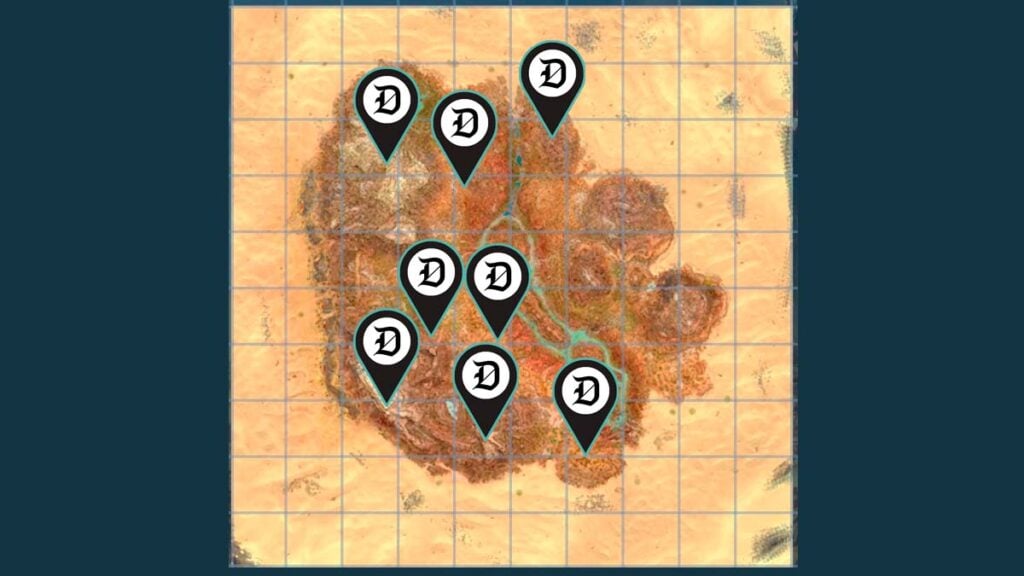 The Island map in Ark: Survival Ascended showing all of the Argentavis spawn locations.