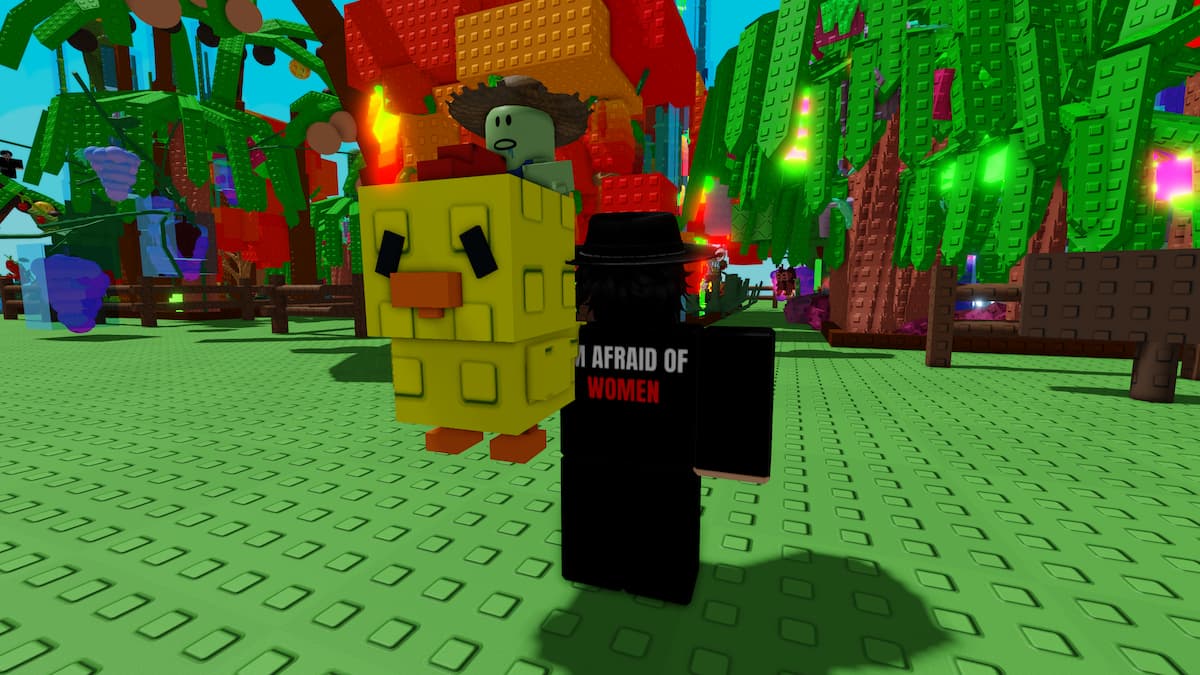 Picture showing the player holding a Chicken Zombie Pet in Grow A Garden.