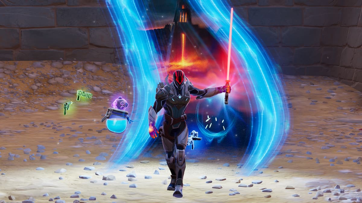 Picture showing a player holding a lightsaber in Fortnite.