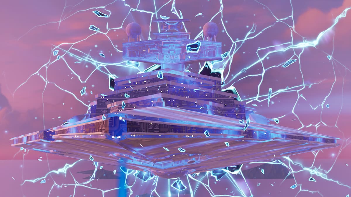 Picture showing the Star Destroyer in Fortnite.
