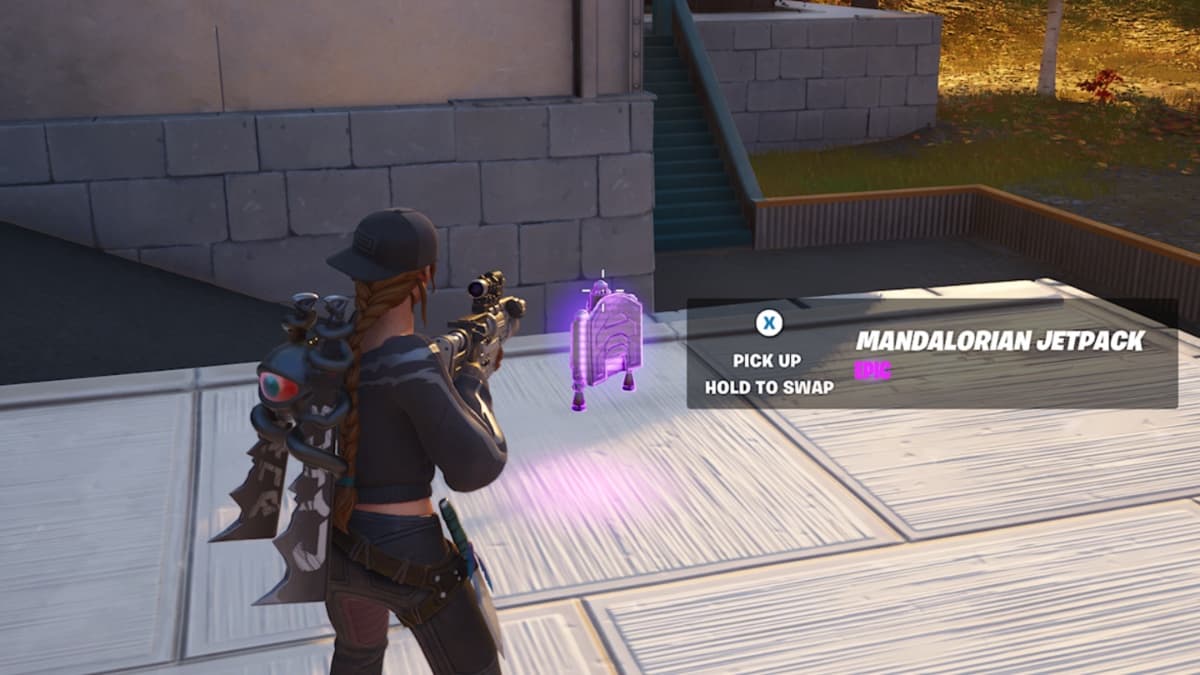 finding a purple jetpack on the ground