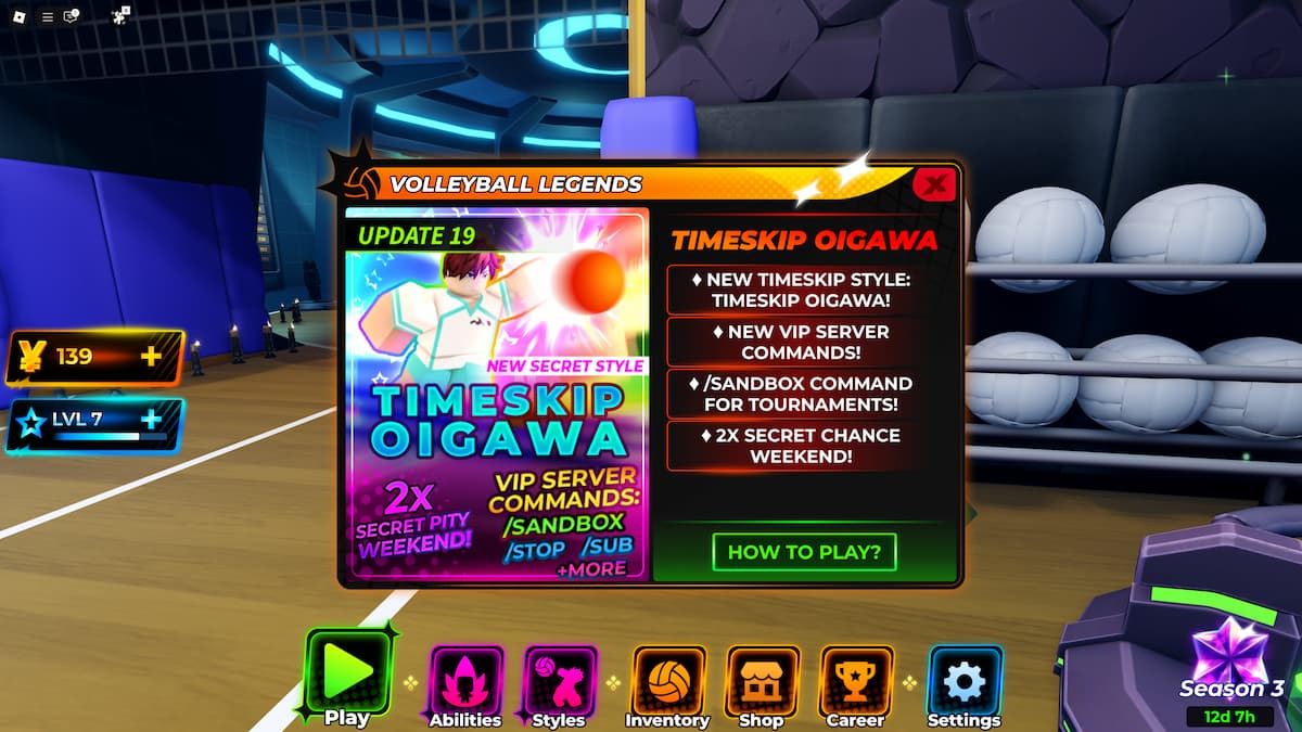 Picture showing Timeskip Oigawa update in Volleyball Legends.