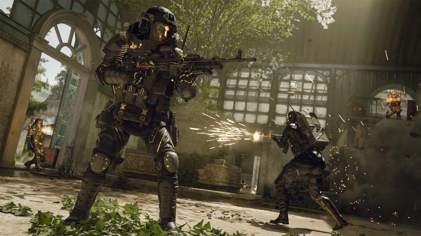 Operators in blacksuit fight on Haven map in Black Ops 6 Multiplayer.