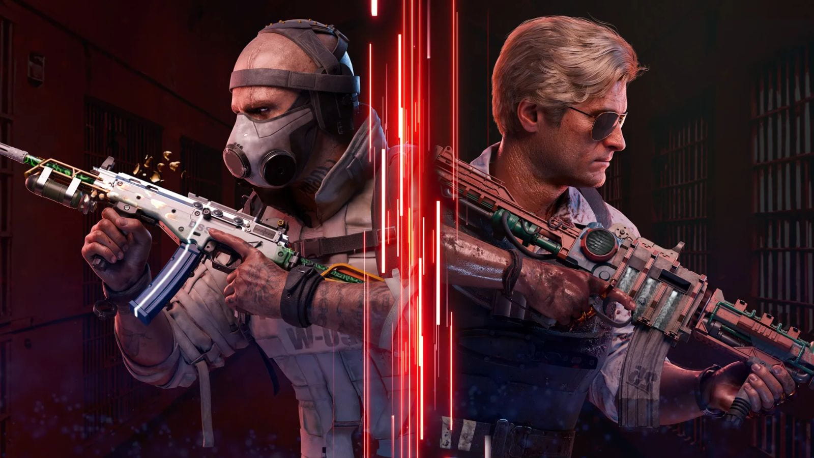 Stitch and Adler operator skins while holding guns in a key image for Black Ops 6 and Warzone season 4.