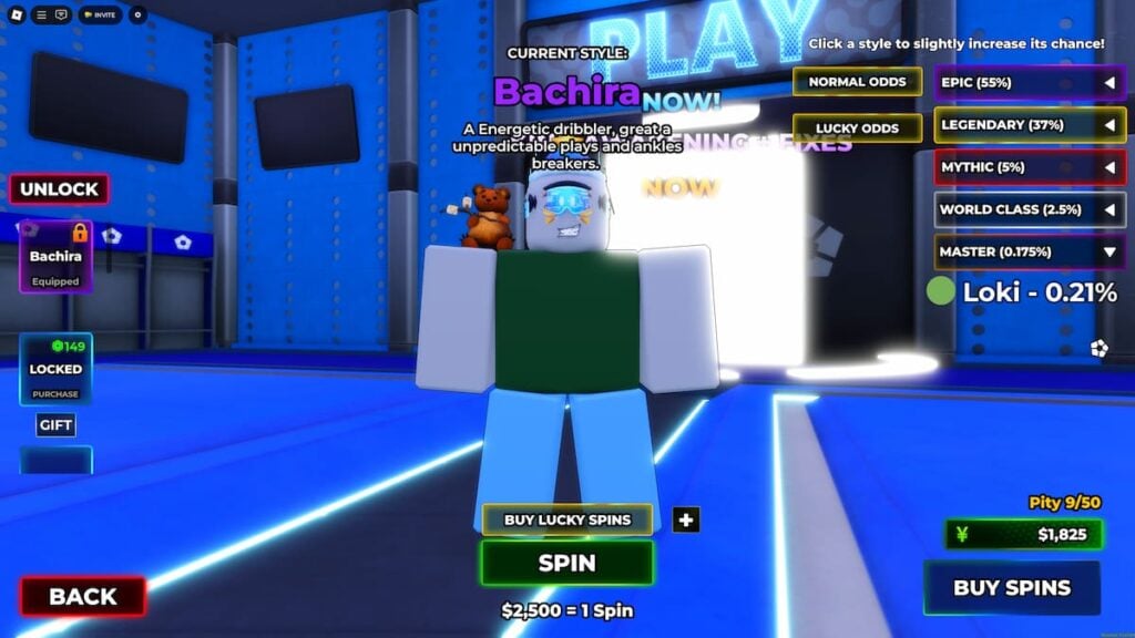 Picture showing the spins with the Loki master style in Blue Lock Rivals.