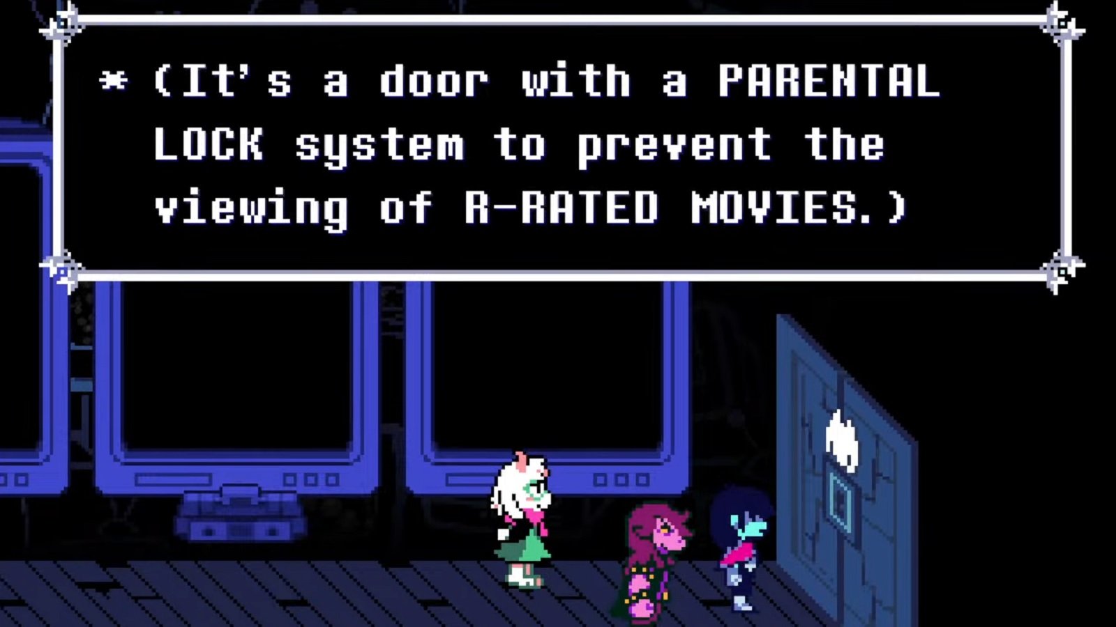 in-game screenshot featuring the Parental Lock system in DELTARUNE Chapter Three.