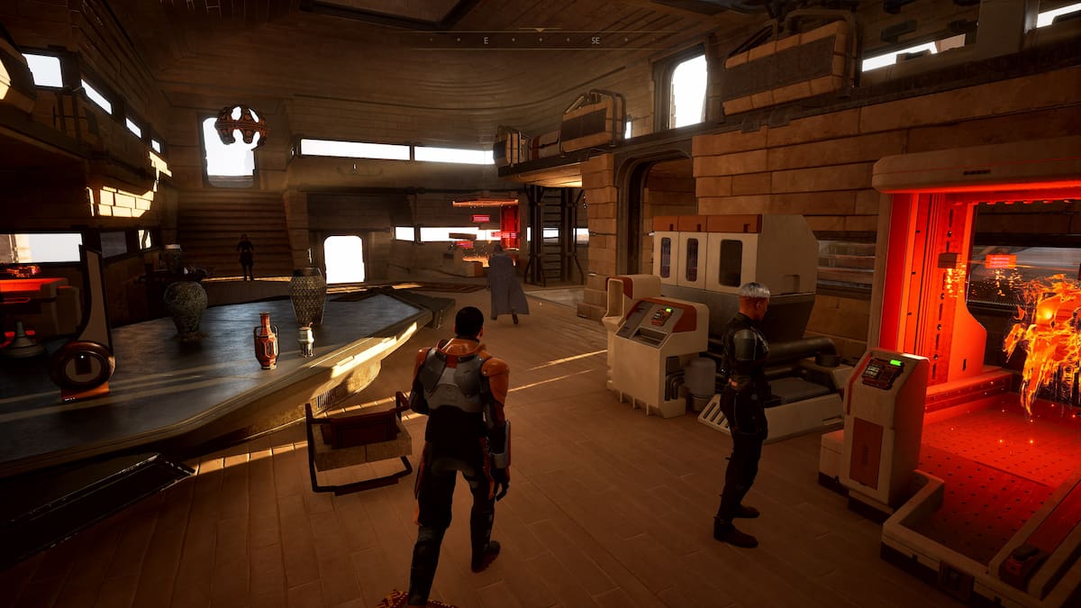Picture showing player walking in his base alongside the Blood Purifier in Dune Awakening.