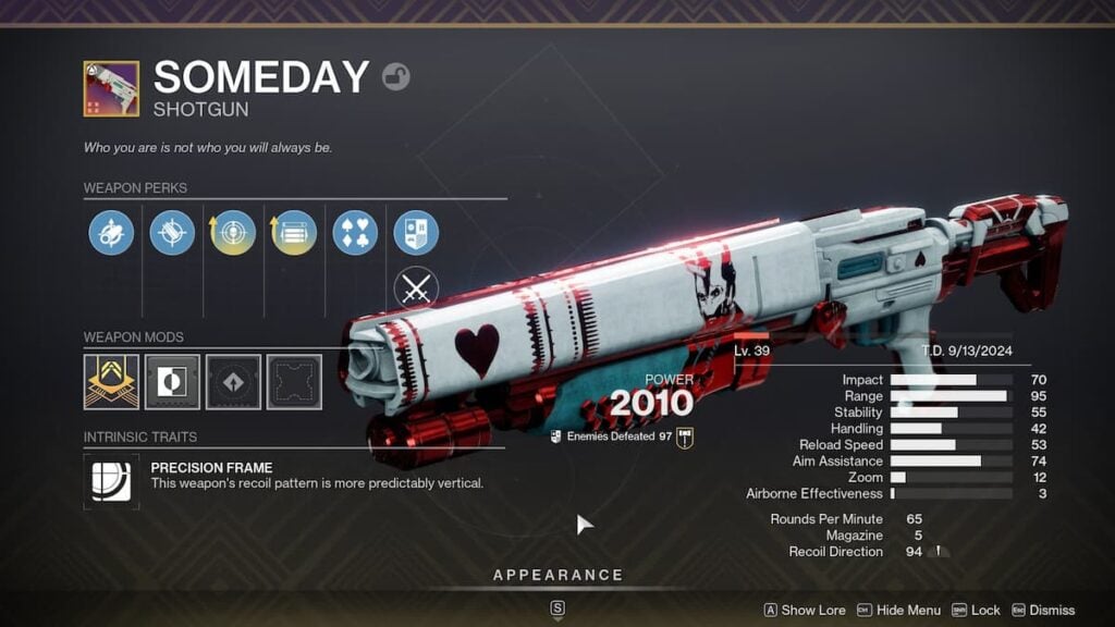 Someday shotgun in Destiny 2