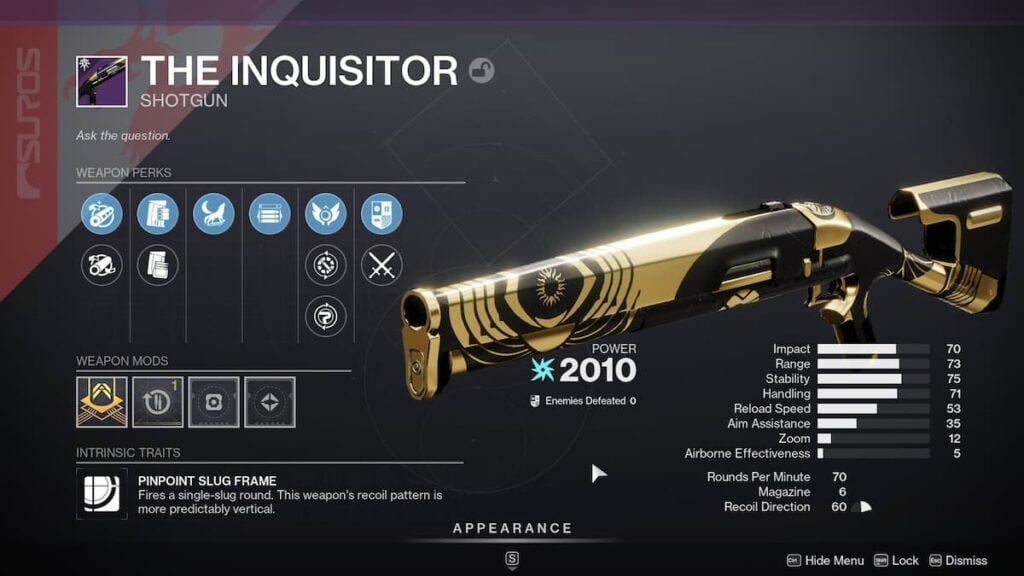 The Inquisitor shotgun in Destiny 2