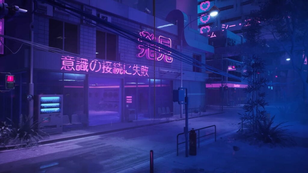 Neon Japanese lights on the NOZOMI/CITADEL map in THE FINALS