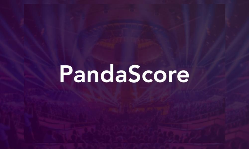 PandaScore brand name in white featured in a key image of arena crowd in violet hue.