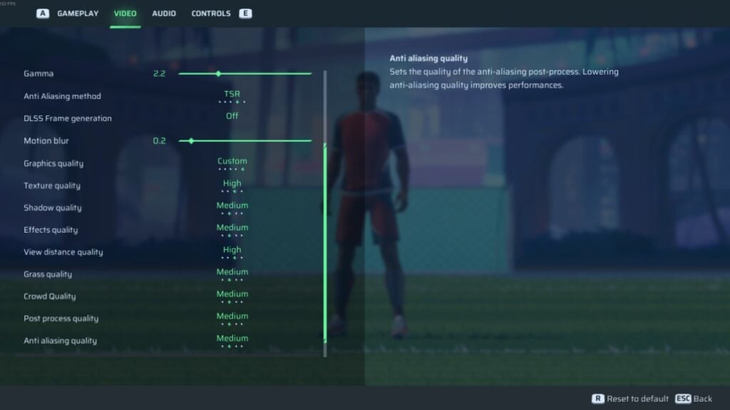 a screenshot of rematch video settings