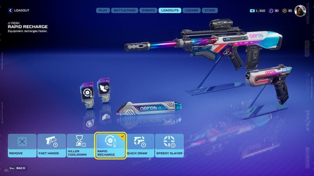 Rapid Recharge perk in Splitgate 2