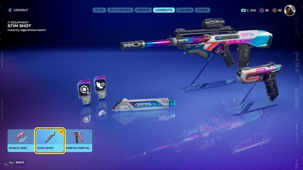 Stim Shot equipment in Splitgate 2