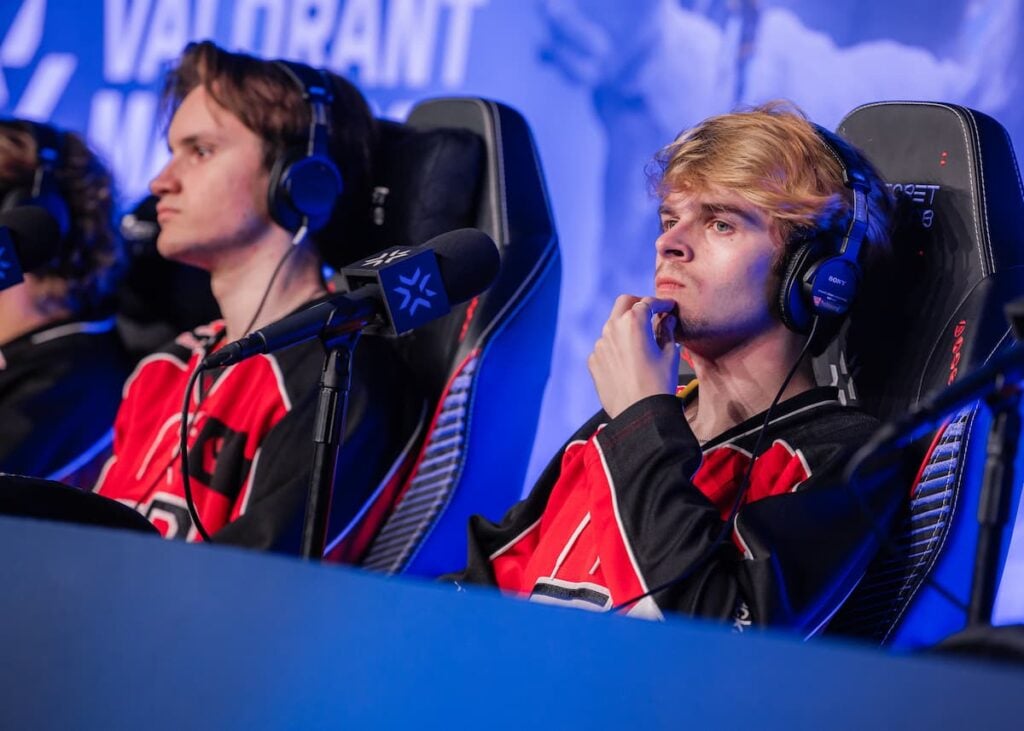 TORONTO, CANADA - JUNE 17: Sentinels speak at post match conference after being eliminated by Fnatic at VALORANT Masters Toronto Playoffs Stage on June 17, 2025 at the Enercare Centre in Toronto Canada. (Photo by Stefan Wisnoski/Riot Games)