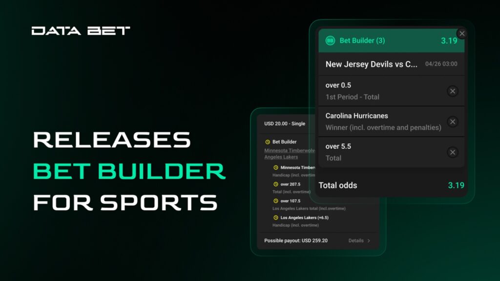 cover art featuring the release of the Bet Builder on DATA.BET for sports betting.