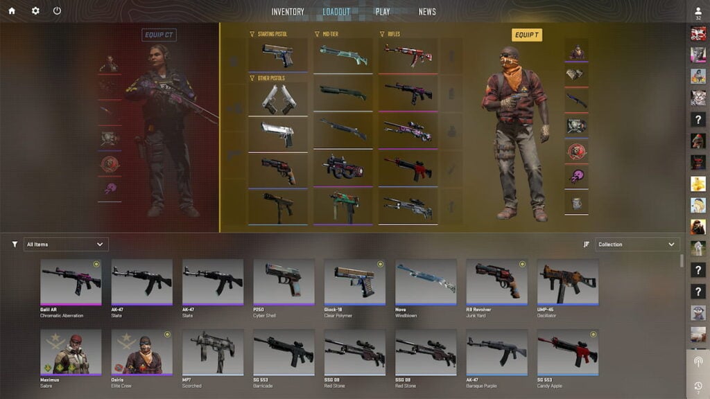 Picture showing different weapon skins in Counter Strike 2.