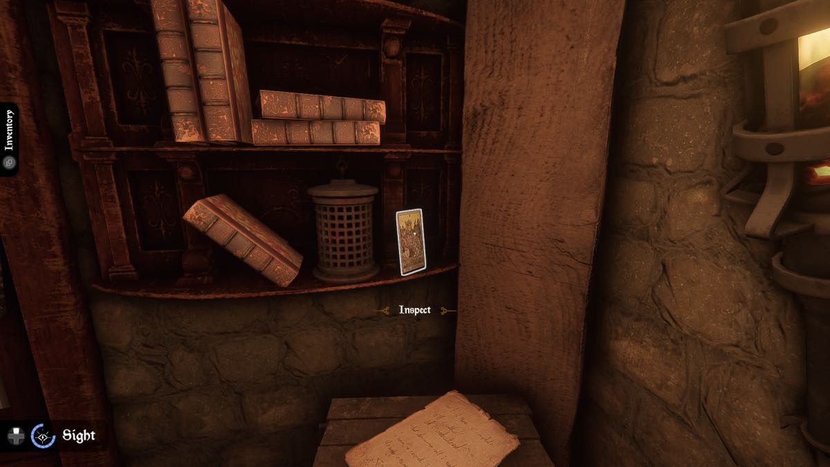 tarot card on a shelf