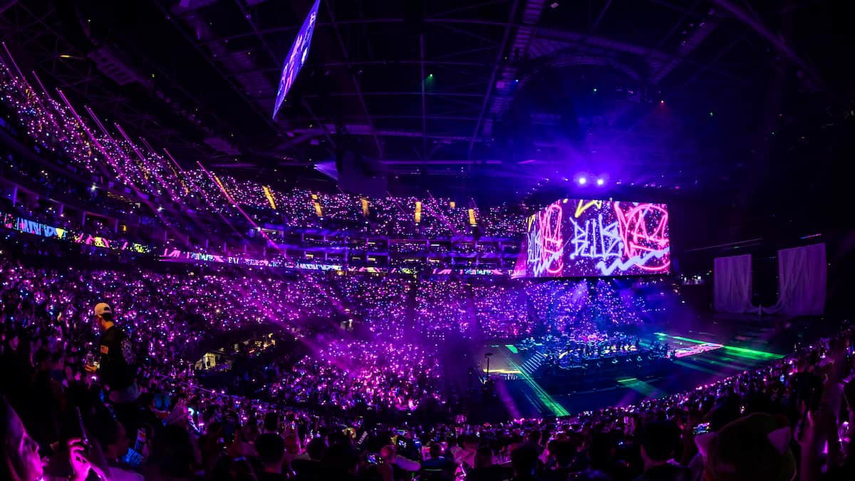 A view of atmosphere at the League of Legends World Championship 2024 opening ceremony on November 02, 2024 in London.