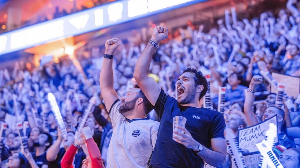Fans show their support at the League of Legends World Championship 2024 Finals on Novemeber 02, 2024 in London.