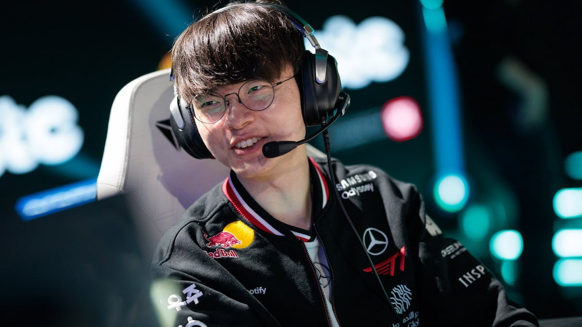 Picture showing Faker playing in the Esports World Cup 2025.