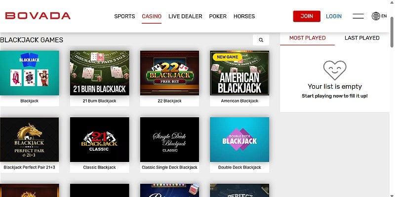 Bovada Casino USA - Blackjack