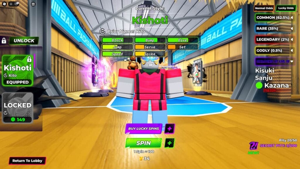 Picture showing Kazana style in Volleyball Legends.