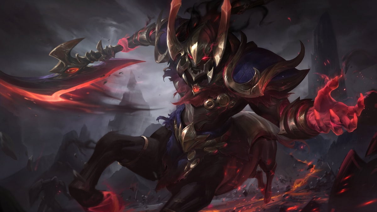 Picture showing the Nightbringer Hecarim skin in League of Legends.