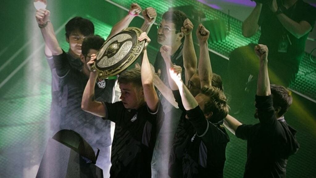 photo of OG's TI8 winning Dota 2 roster.