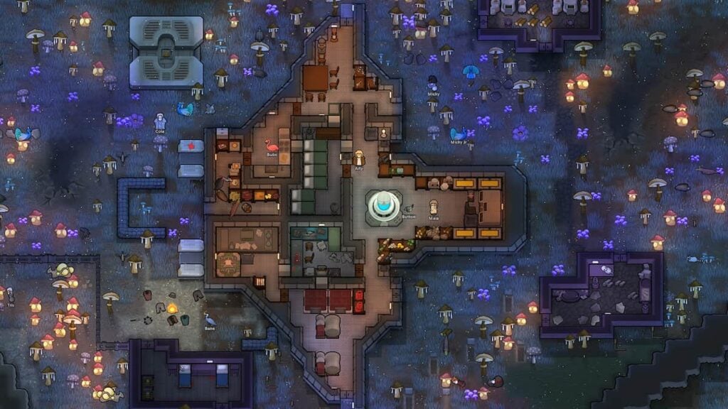 Picture showing the Gravship with upgrades in Rimworld Odyssey.