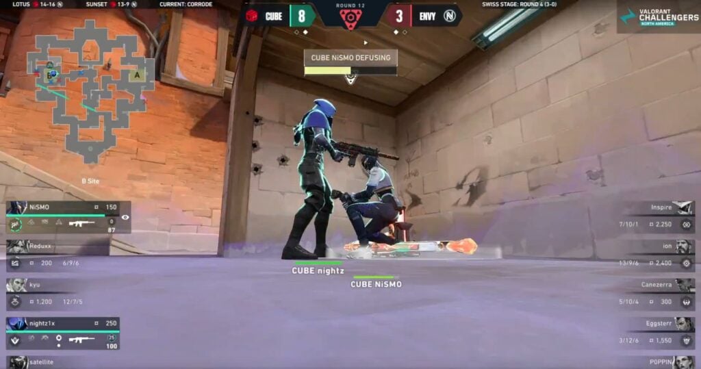 screenshot of a game moment from VALORANT NA Challengers 2025: CUBE vs. ENVY