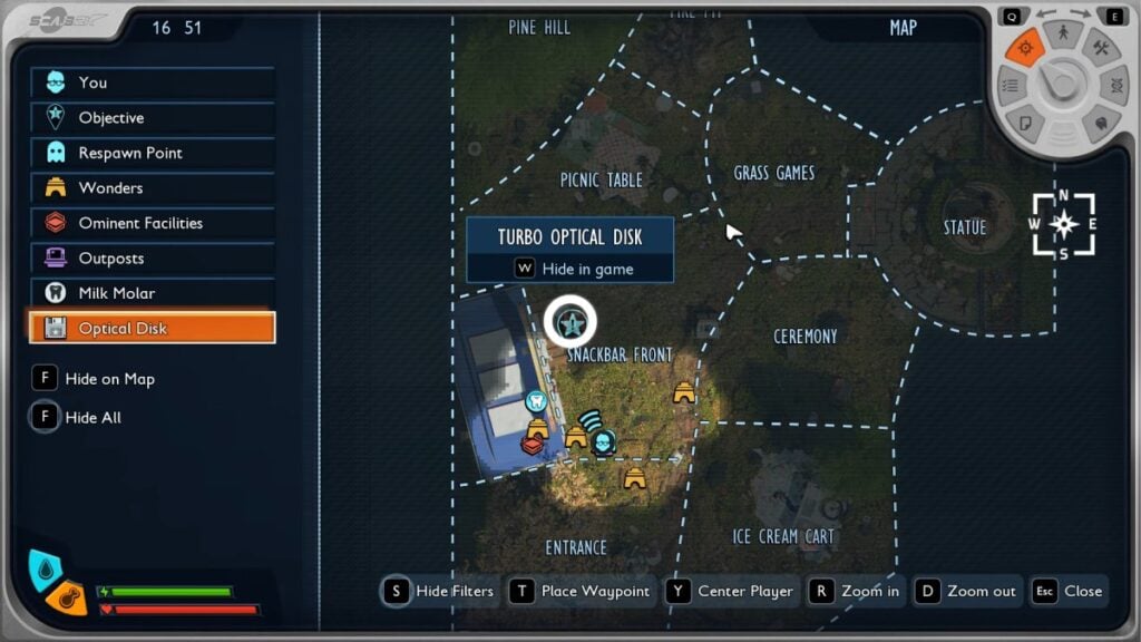 the Stolen Turbo Optical Disk location in Grounded 2