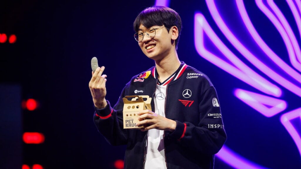 Doran of T1 seen onstage after victory during MSI 2025 Bracket Stage Day 5 at the Pacific Coliseum in Vancouver, Canada on July 05, 2025.