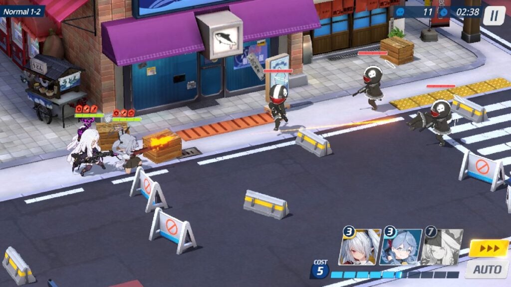 a fighting sequence in Blue Archive