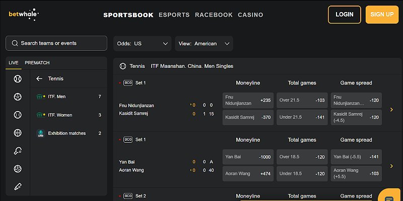 BetWhale Sports US - Tennis