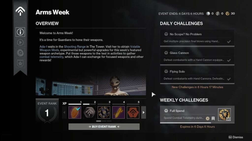 Arms Week event page in Destiny 2