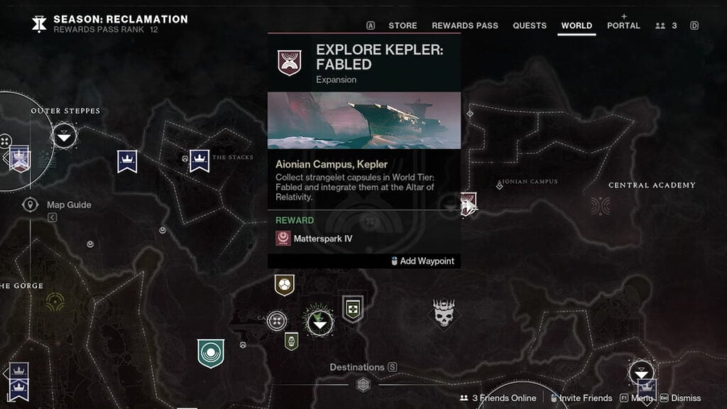 Explore Kepler: Dabled mission markers in Destiny 2