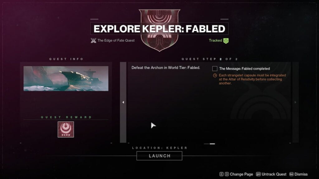 Explore Kepler: Fabled quest second step in Destiny 2