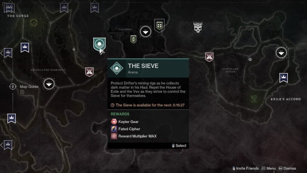 The Sieve activity marker in Destiny 2