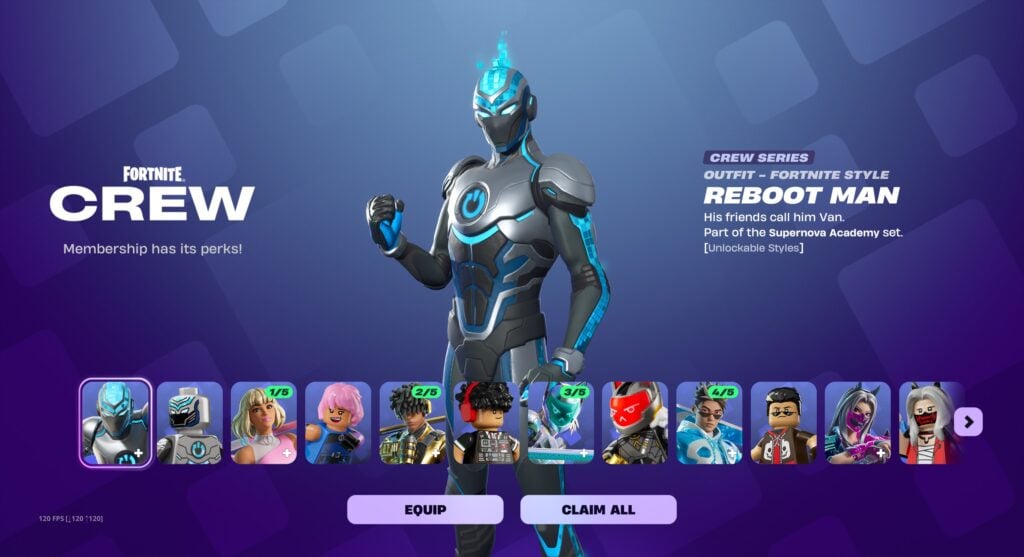 in-game screenshot featuring the reboot man skin in Fortnite.