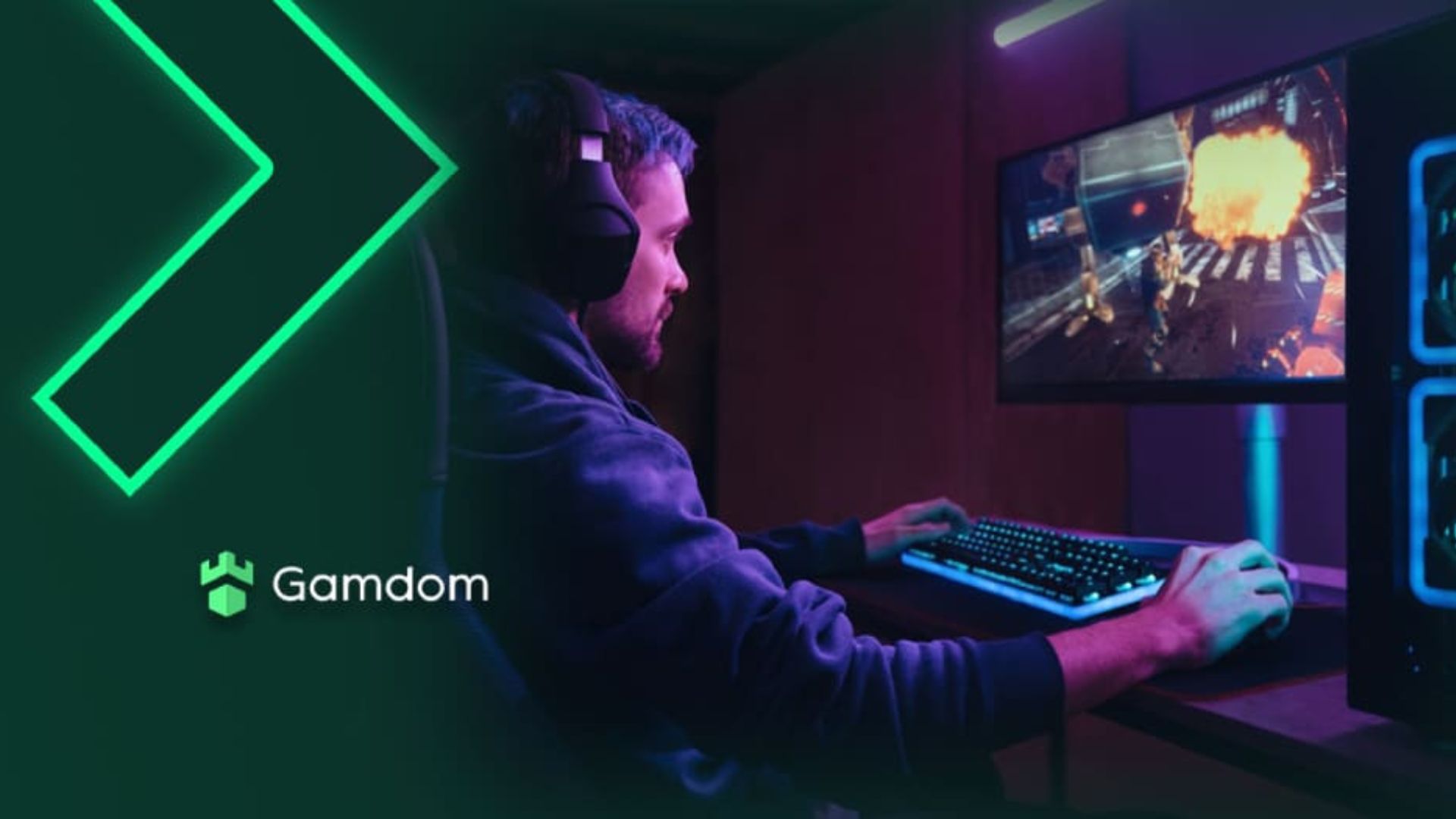 A man playing a video game in Gamdom's featured image for esports betting.