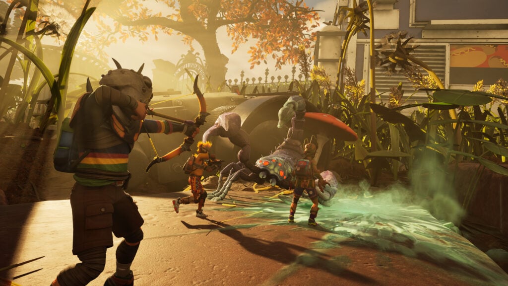 in-game screenshot featuring a fight against an insect in Grounded 2.