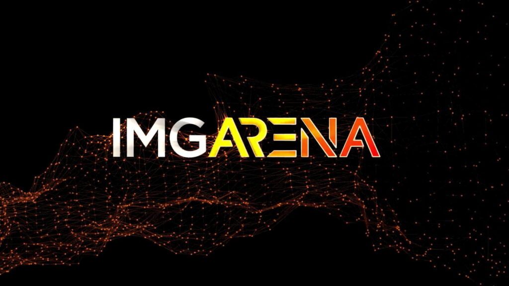IMG Arena brand name and logo with silver, yellow, orange, and red letters.