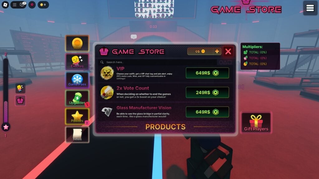 in-game screenshot featuring the shop in Ink Game.