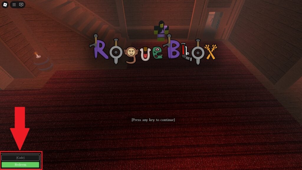 screenshot featuring the codes text box in Rogueblox.