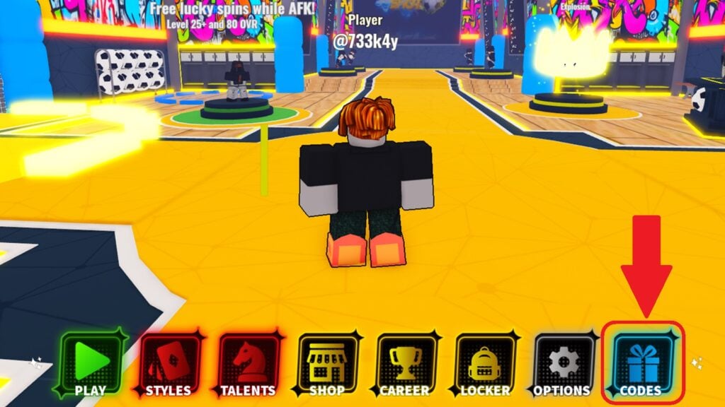 in-game screenshot featuring the codes button on the main menu of Tsubasa: Final Shot.